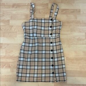 H&M Tan Plaid Mini Dress